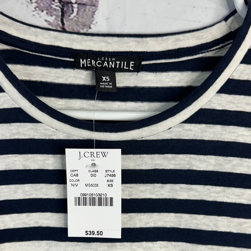 J. Crew Navy and White Striped Long Sleeve Top - Picture 2 of 5